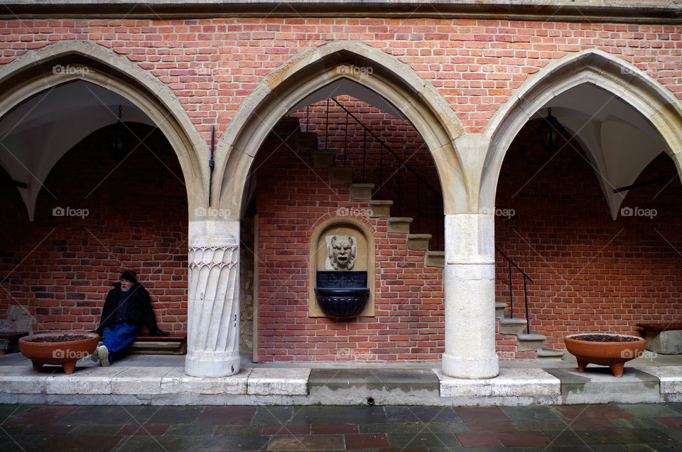 Archs inside the courtyard of the Collegium Maius in Kraków, Poland.