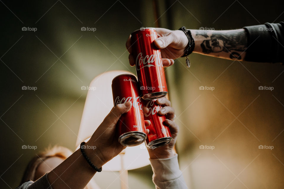 cheers with coca cola