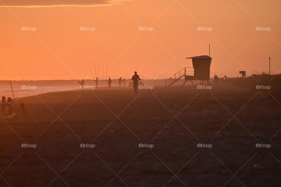 View of the beach during sunset