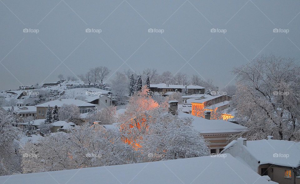 Beautiful Winter Fairy Tail in the City Plovdiv, Bulgaria