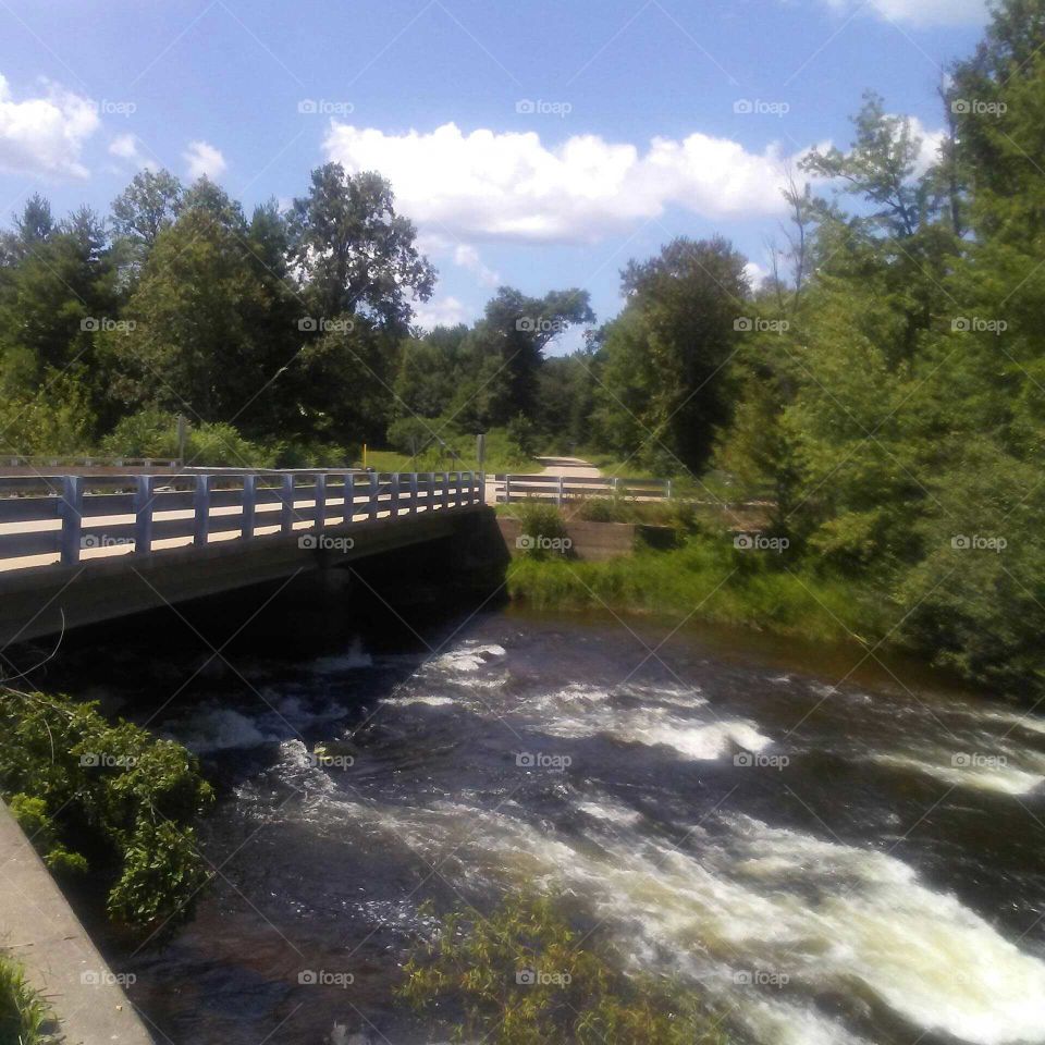 Keshena Falls on the Wolf River in Menominee County and Indian Reservation near Keshena,  Wisconsin.