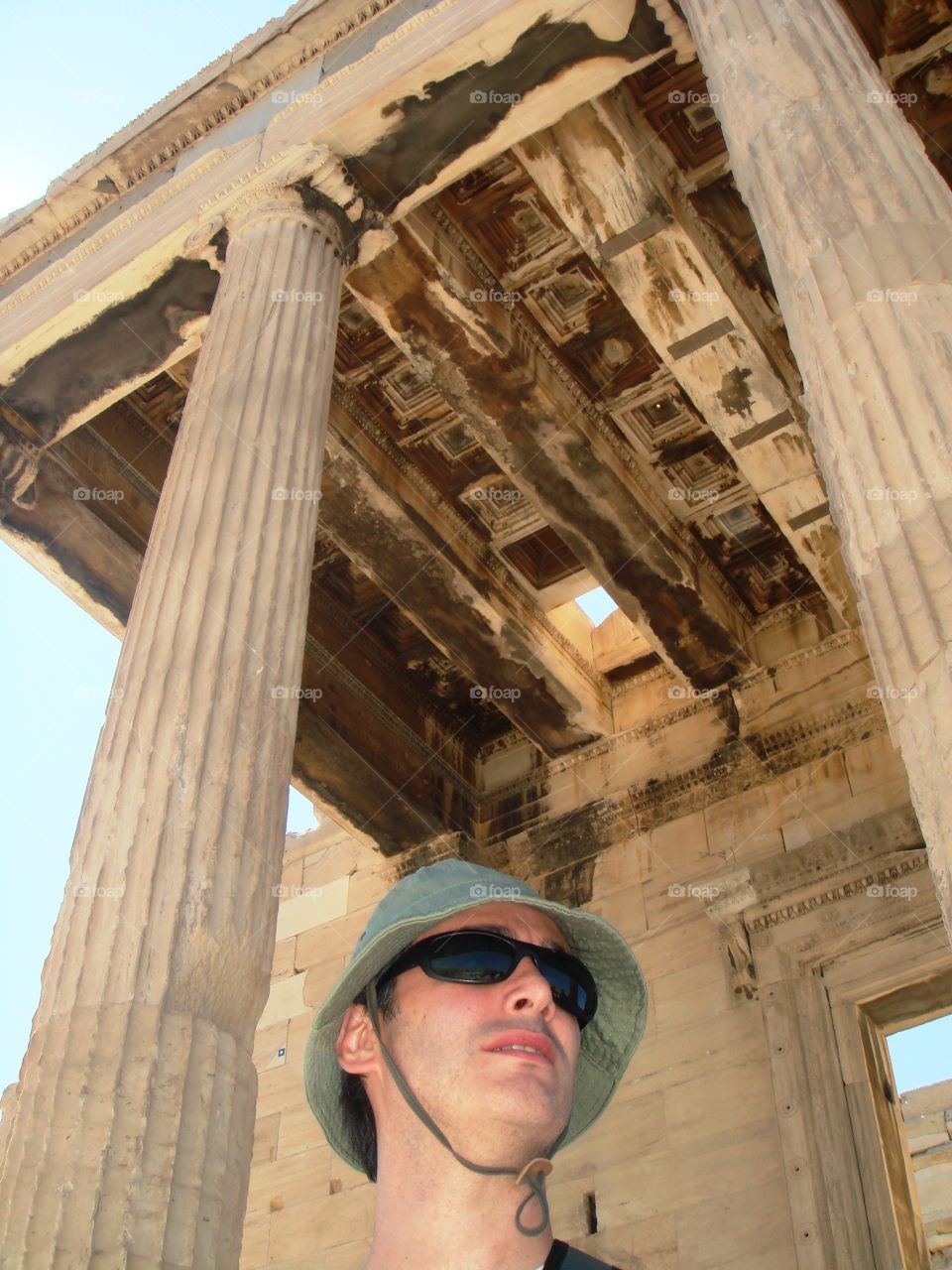 a man visiting a palace