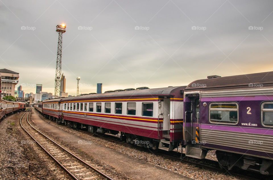 a Train in the Area of the Hua Lamphong Railway Station in Bangkok Thailand Southeast Asia