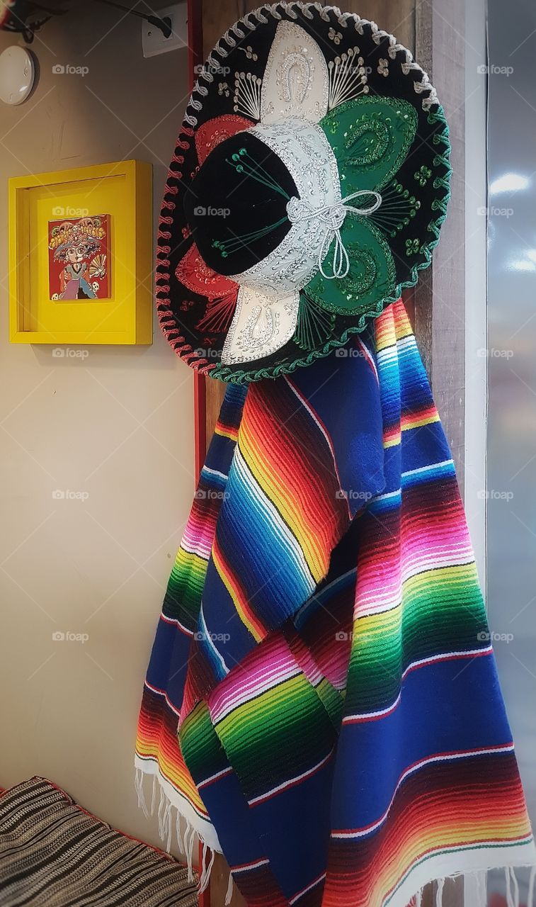 Colorful Sombrero and blanket