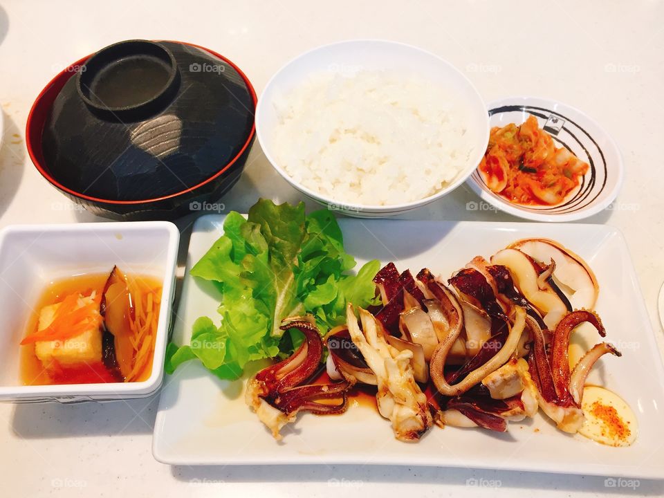 Squid Rice in Fuji Japanese Restaurant.
