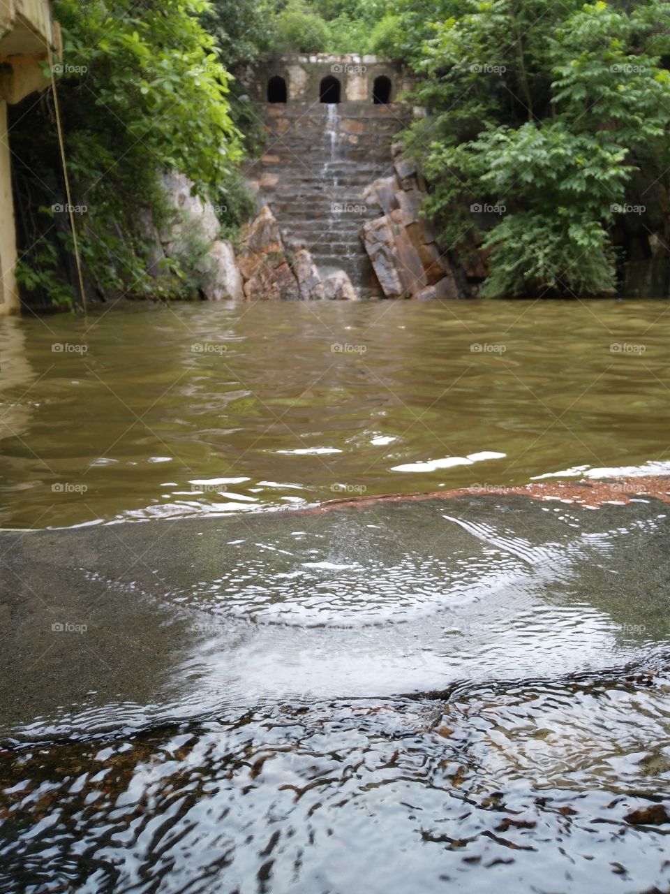 View of small waterfall