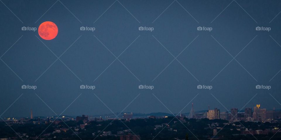 Supermoon over Boston