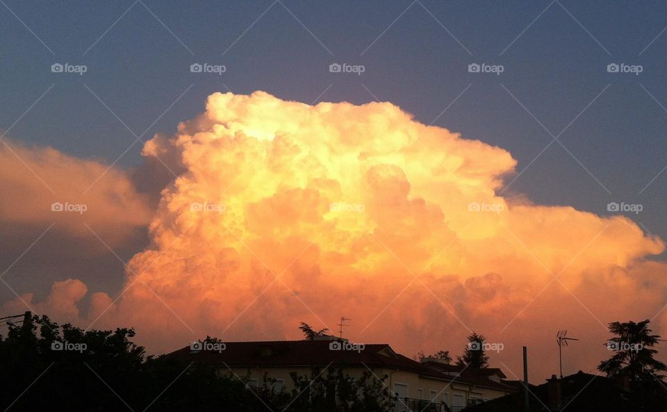 Big cumulonimbus in evening sky