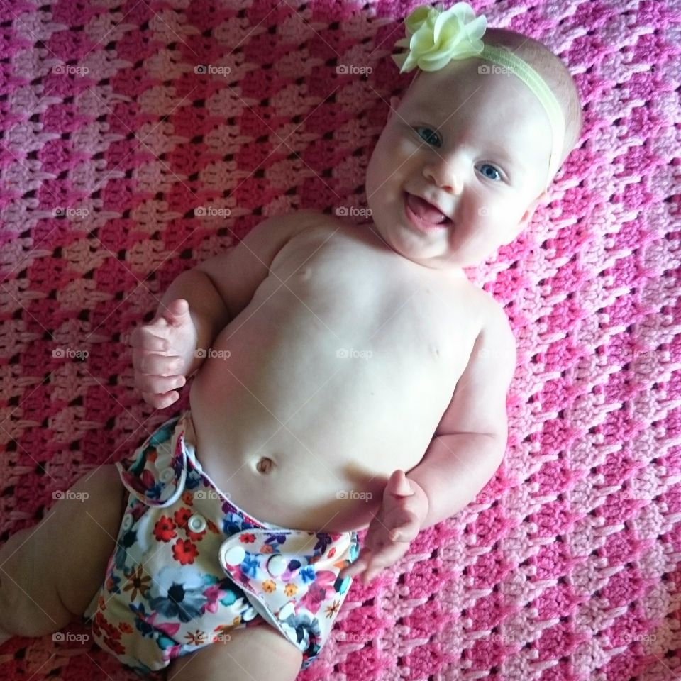 Baby Girl in Cloth . Baby girl in a cloth diaper, so sweet!