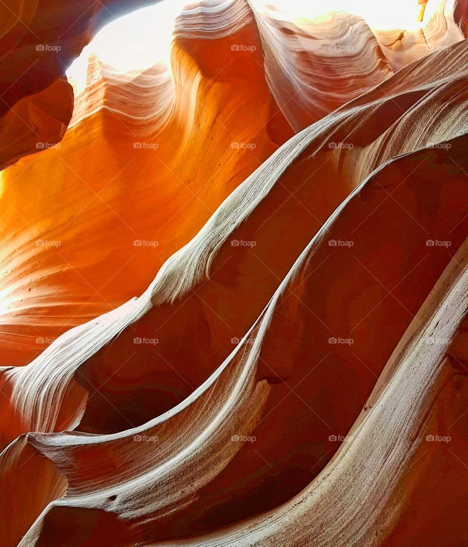 Detail of erosion patterns in the sandstone walls of Antelope Canyon