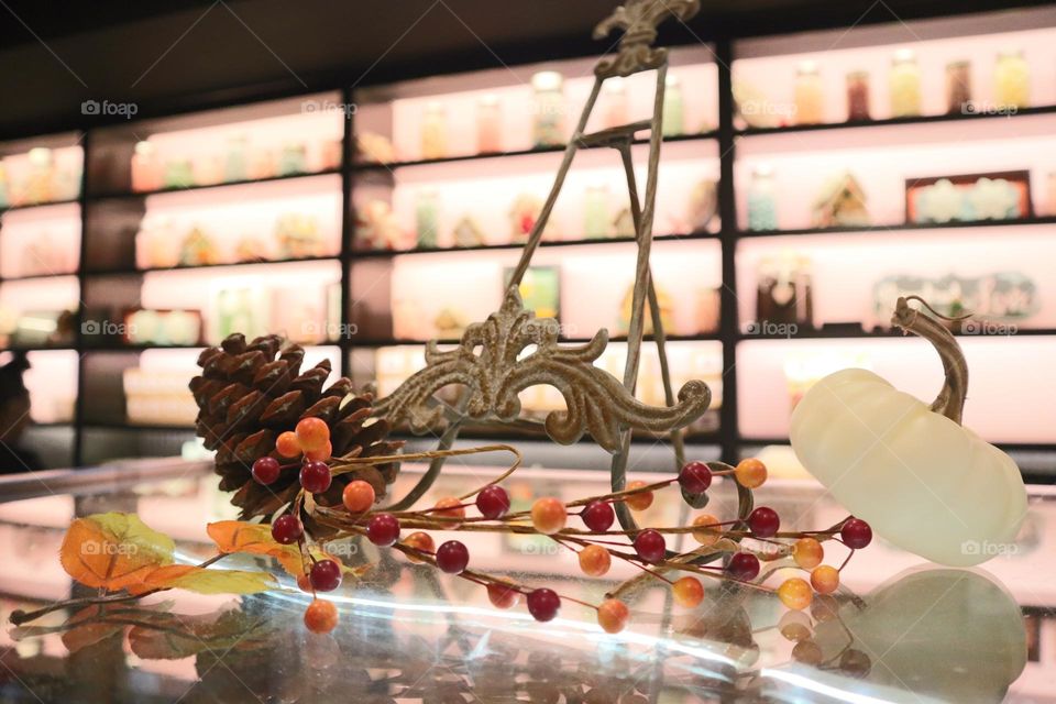 Autumn decor at a bakery