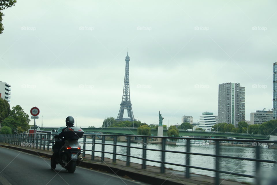 on the road in paris. landscape view of paris