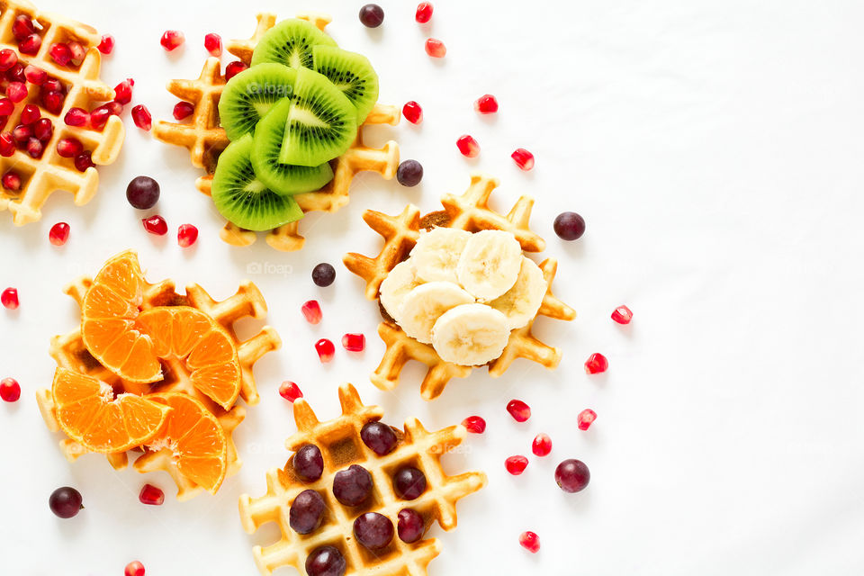 Belgian waffles with berries