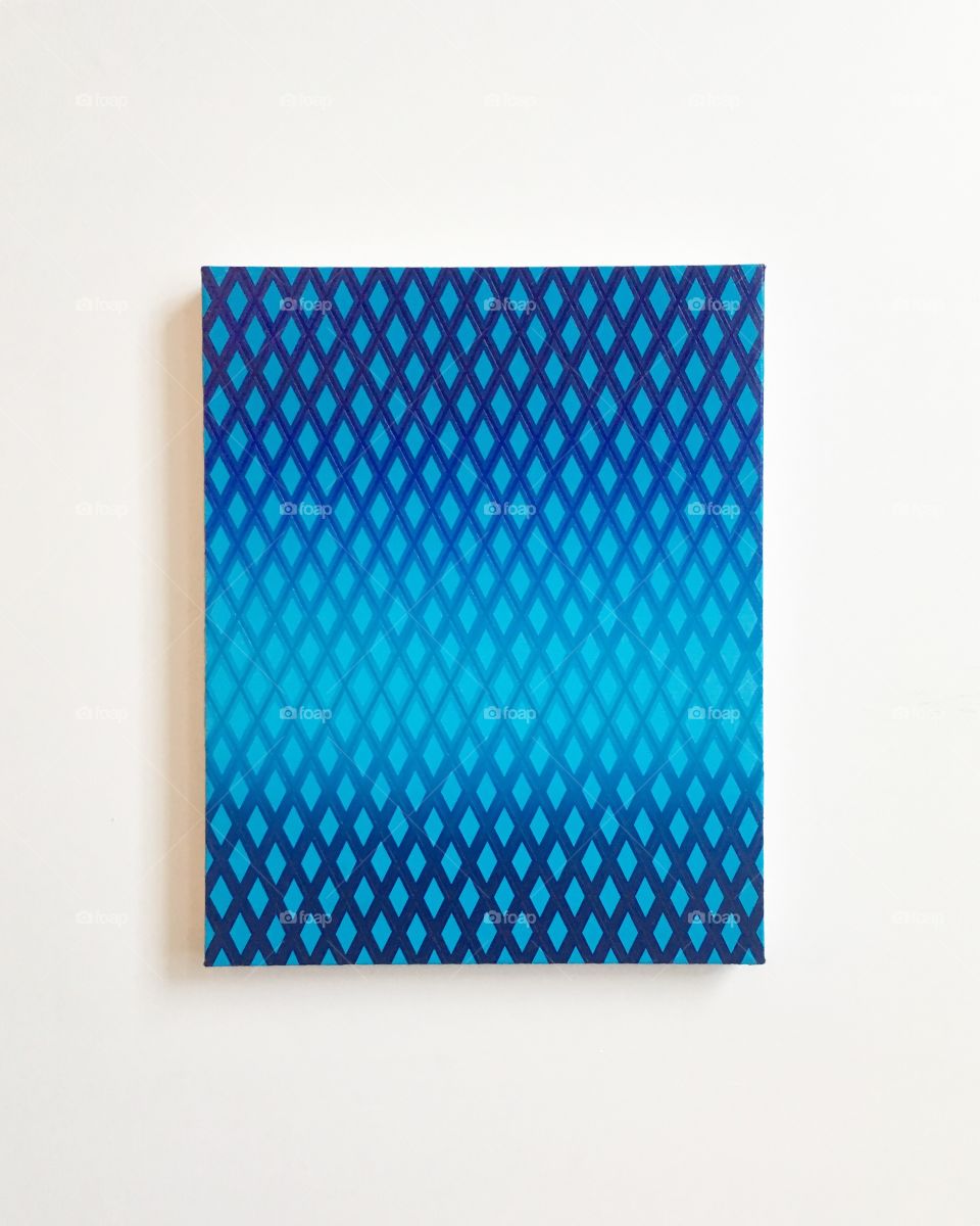 Sky blue op-art rhomboid  weaved forms.