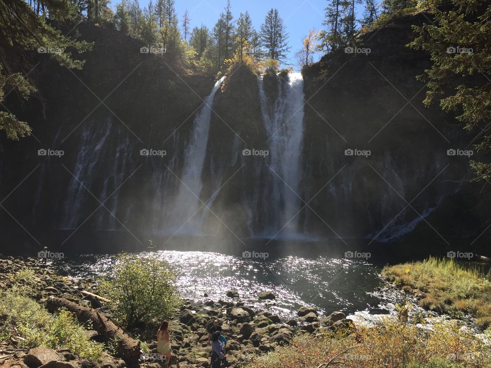 Enjoying a warm spring day at the falls in Shasta County