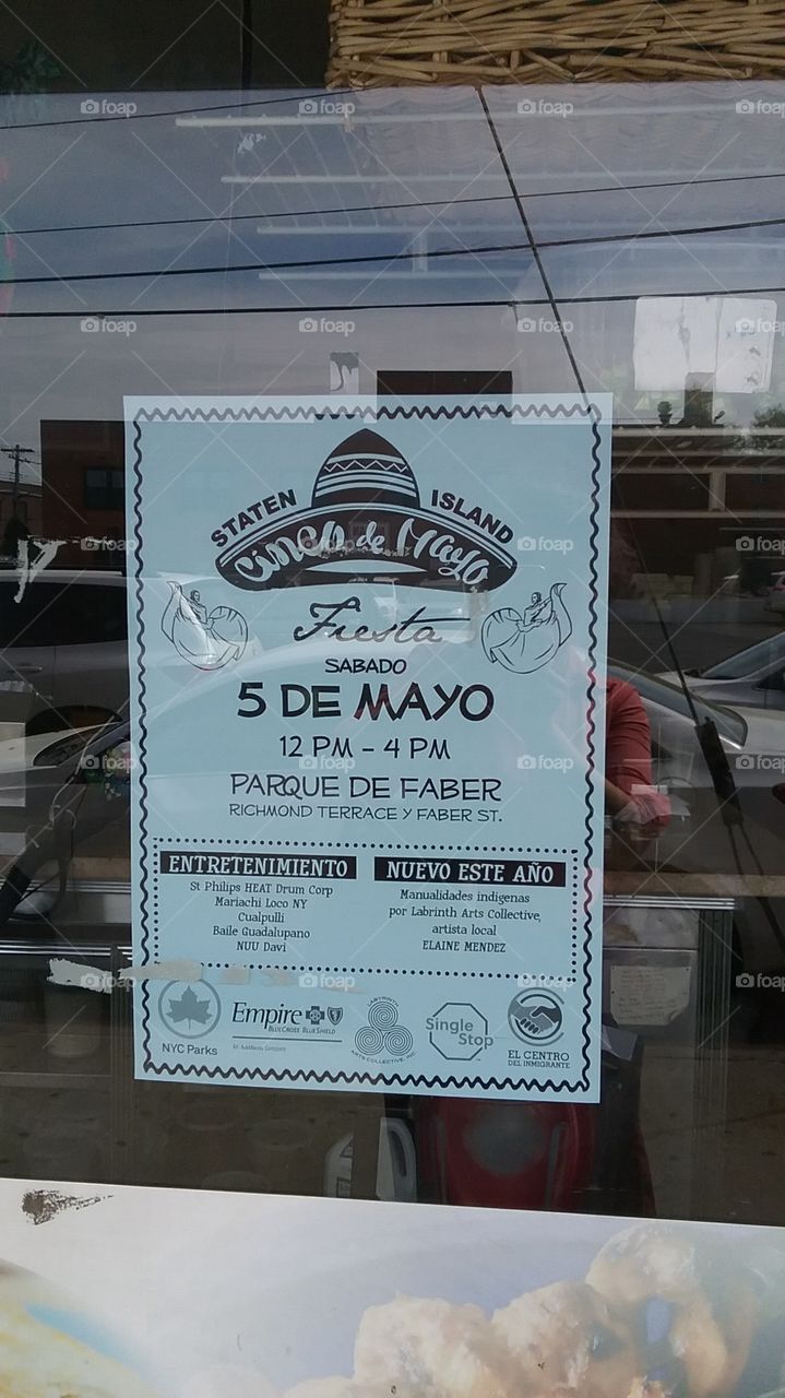 Cinco de Mayo poster in shop window