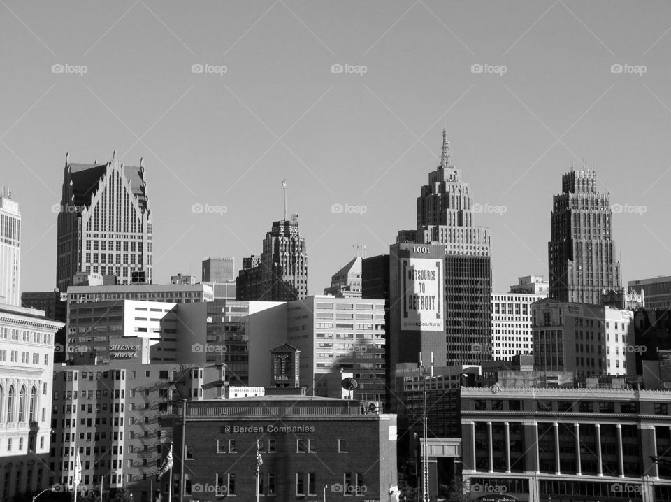 Detroit skyline. Photo taken in Detroit, MI.  