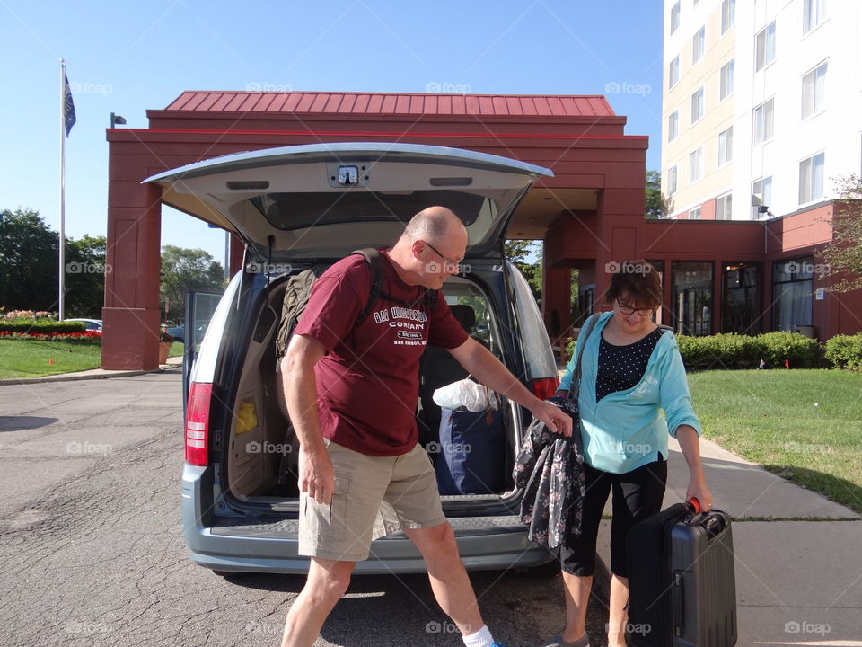 Ride share . Luggage, lending a hand