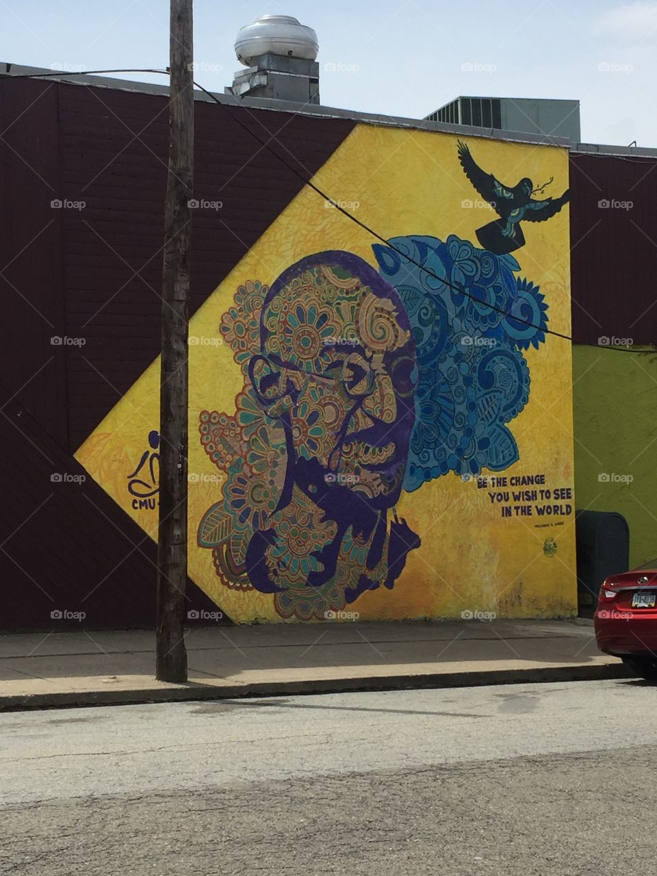 Pittsburgh mural of Gandhi.  