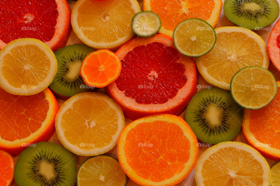 Slices of juicy fruits