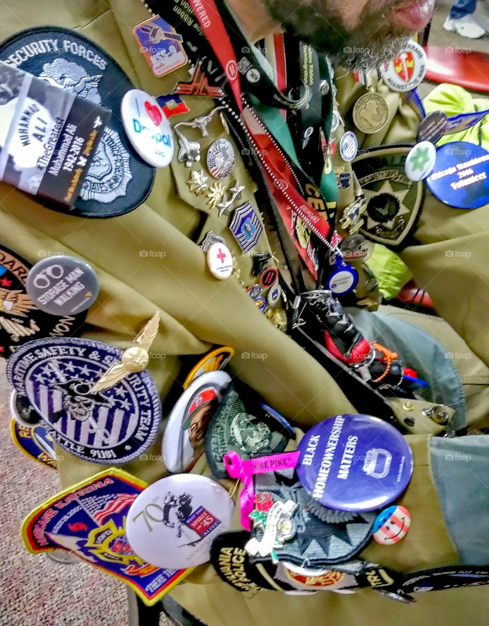 Disabled  Veteran  whom collects buttons,  patches and pins for hobby.