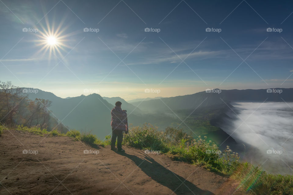 scenic view of misty morning around bromo mountain