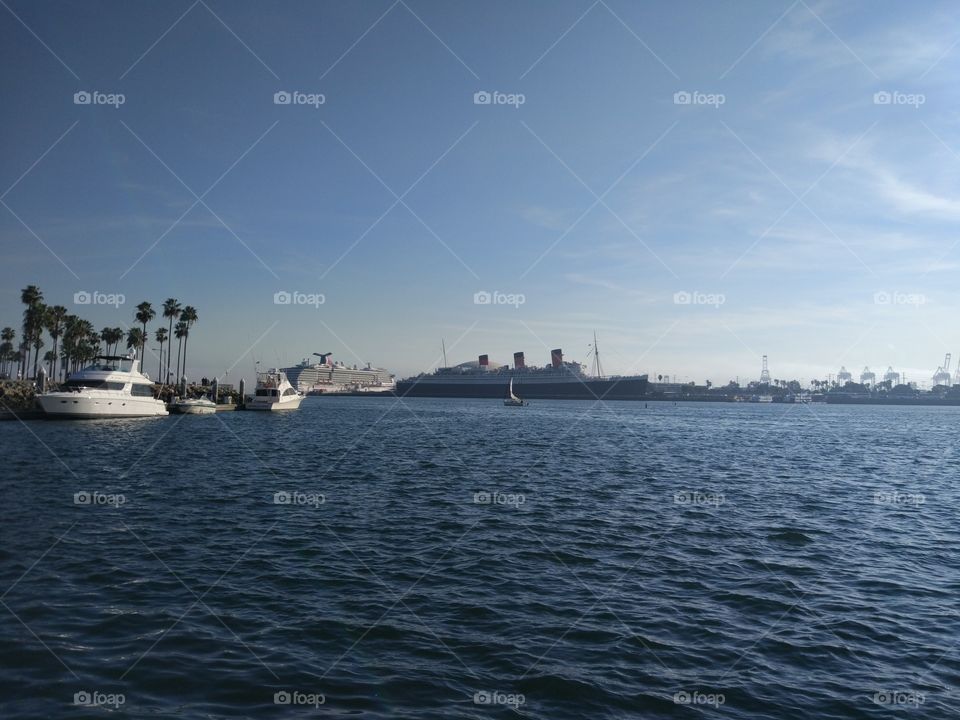 Cruise ships at sea