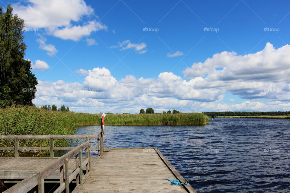 Dock at the lake, summer in Sweden.