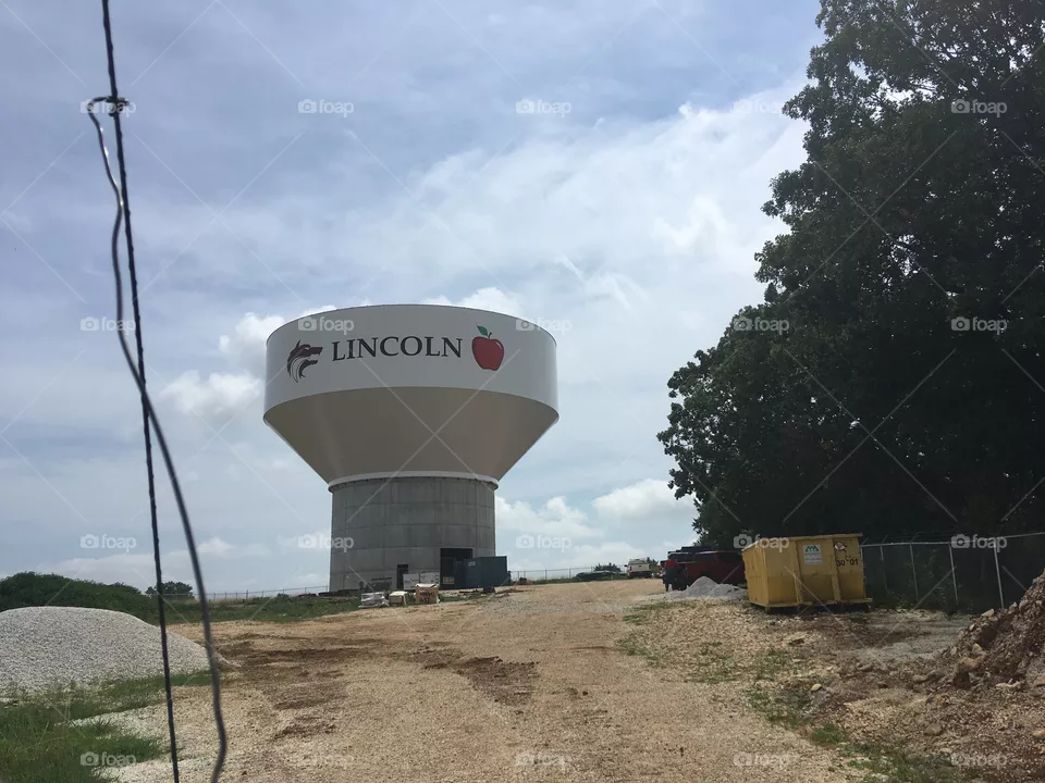 After three years and high water bills they finally put up our tower! Still paying for it.