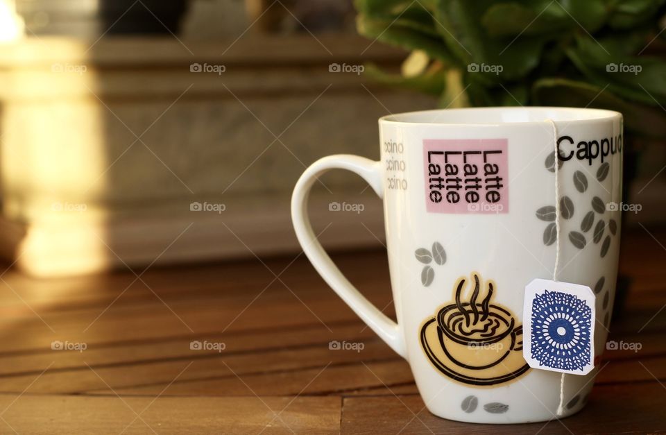 Tea mug on the table