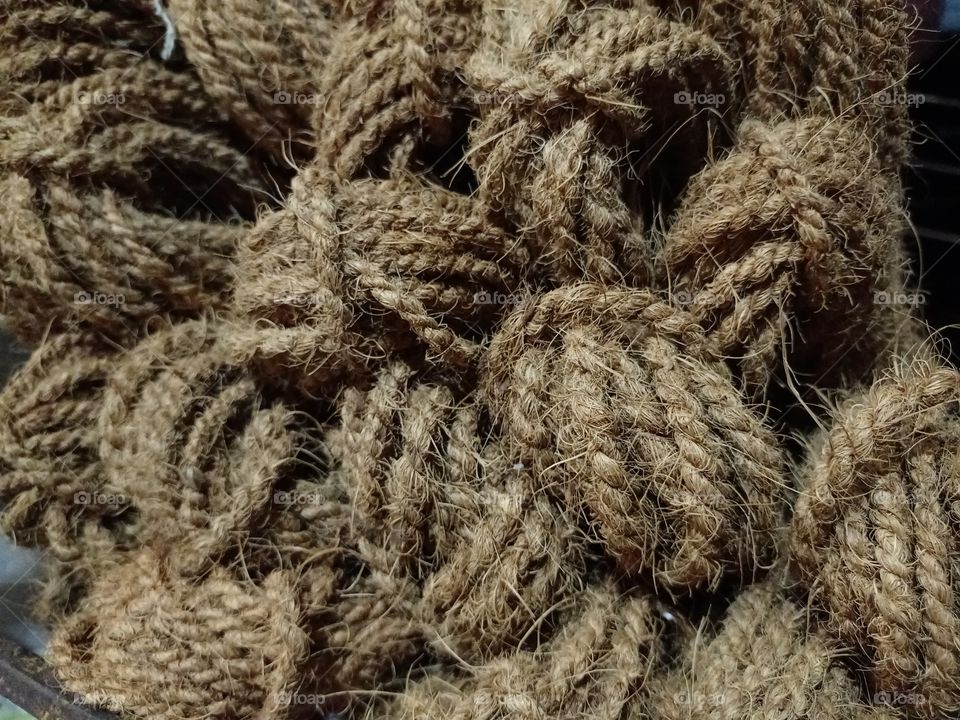 coconut rope bunchs in shop