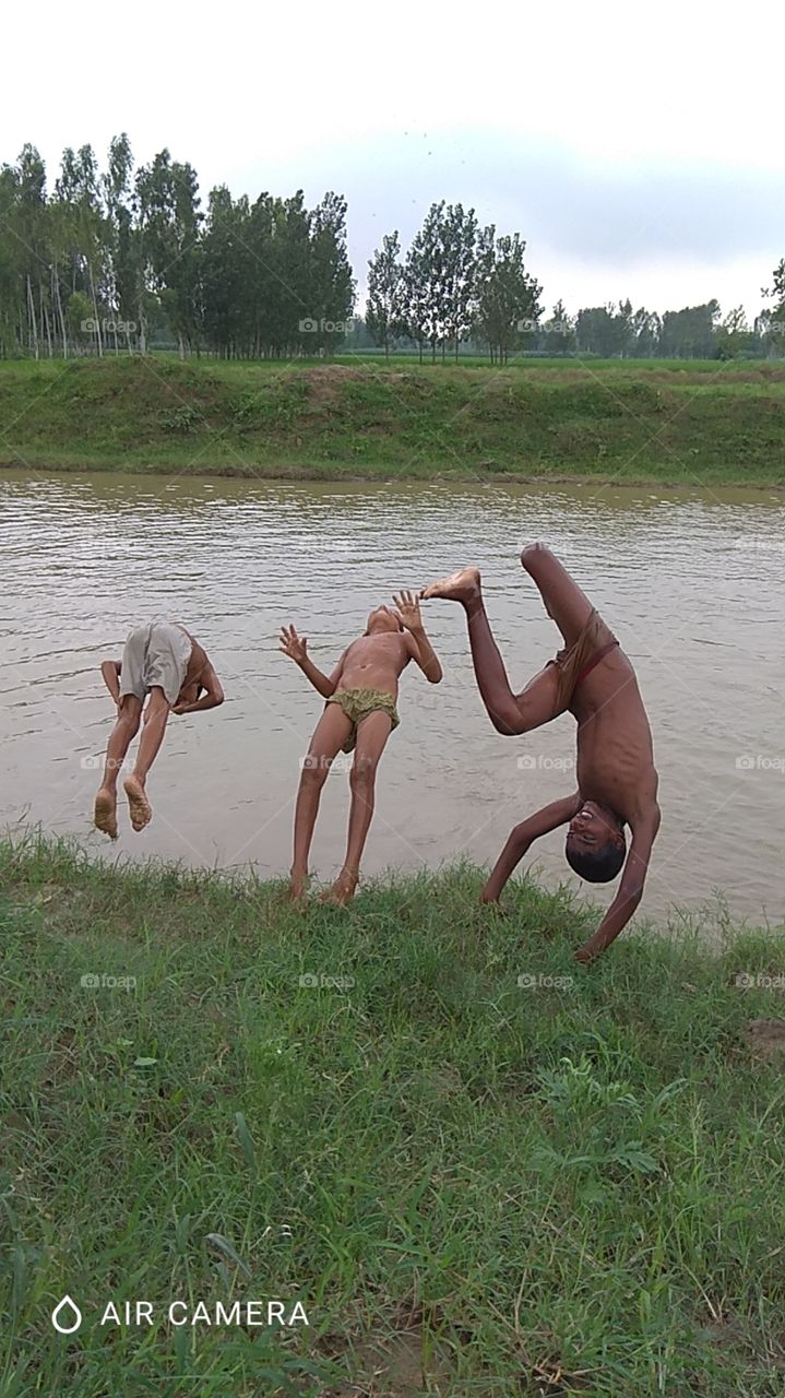 childrens is having lot of fun in Rainey season..