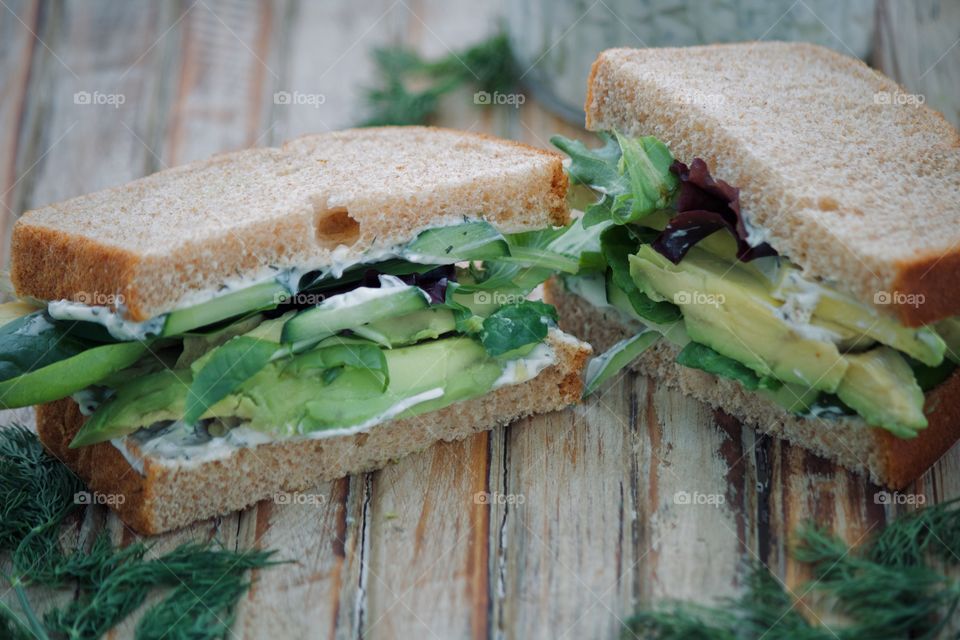 Cucumber and Avocado Sandwich 