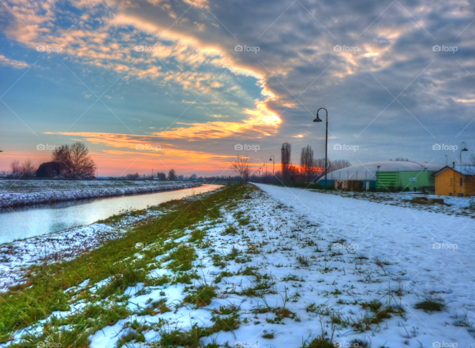 snow sunset river hdr by Pitch