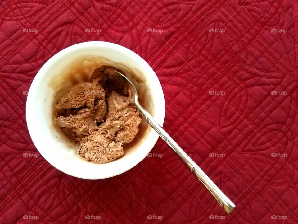 Directly above shot of ice cream in bowl