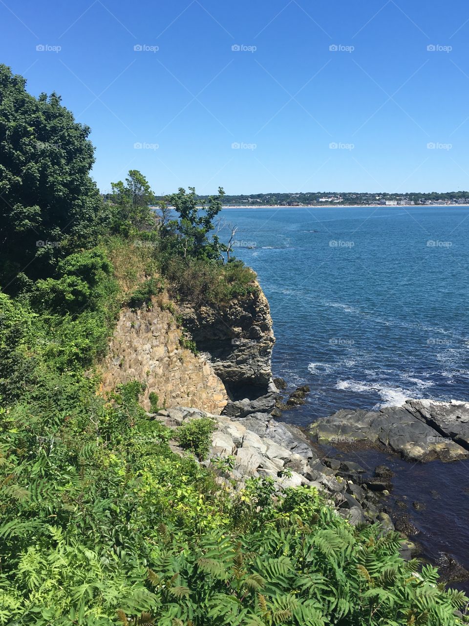 A view of the ocean. Taken on the Cliff Walk pathway around the Newport mansions in Rhode Island 