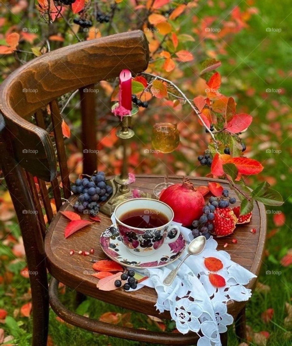 Autumn day with a cup of coffee 