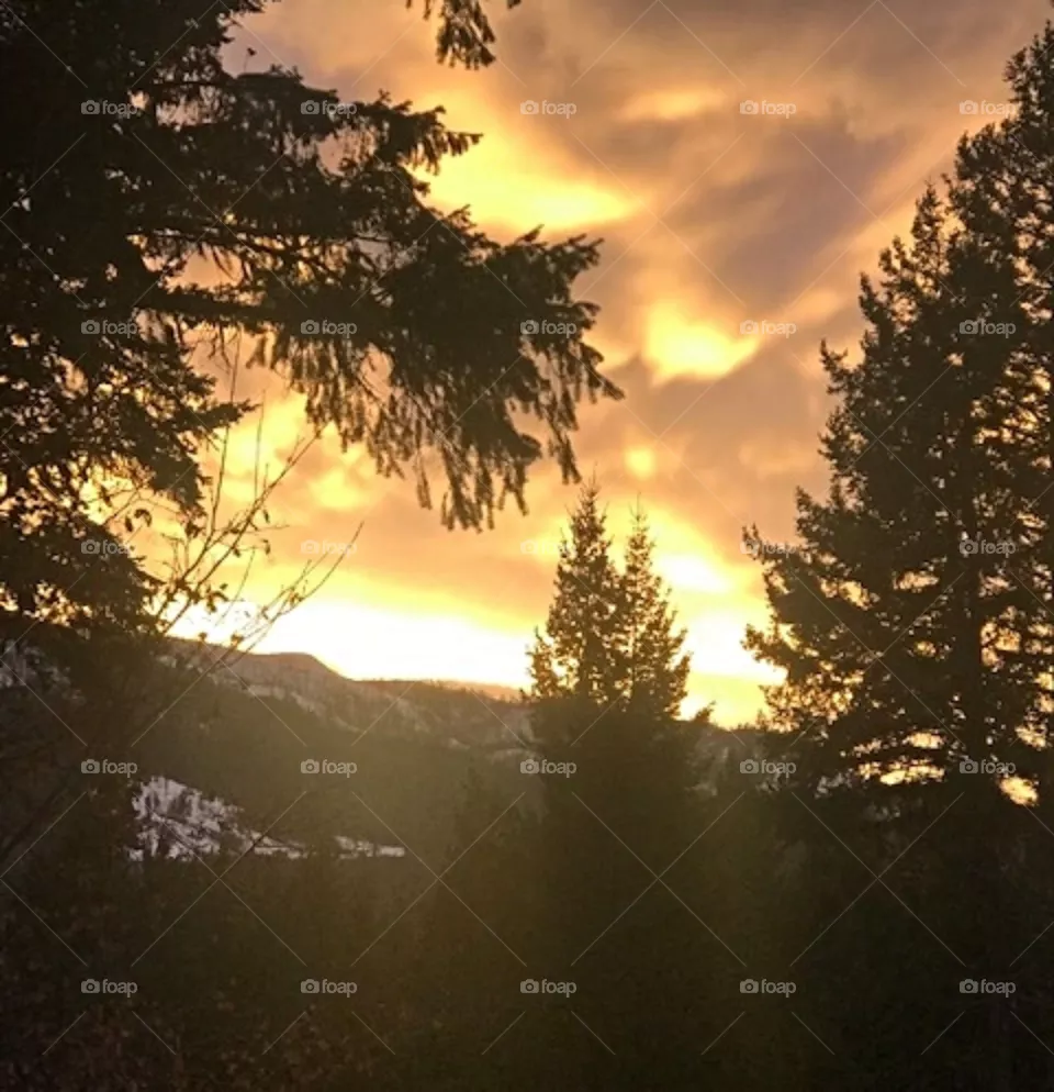 Sunset over valley