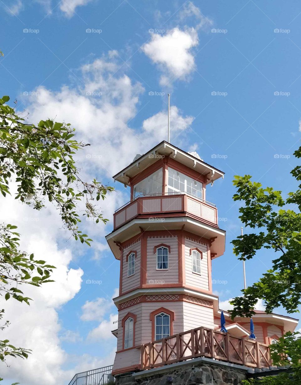 Beautiful old wooden building, a former observatory, in Oulu, Finland