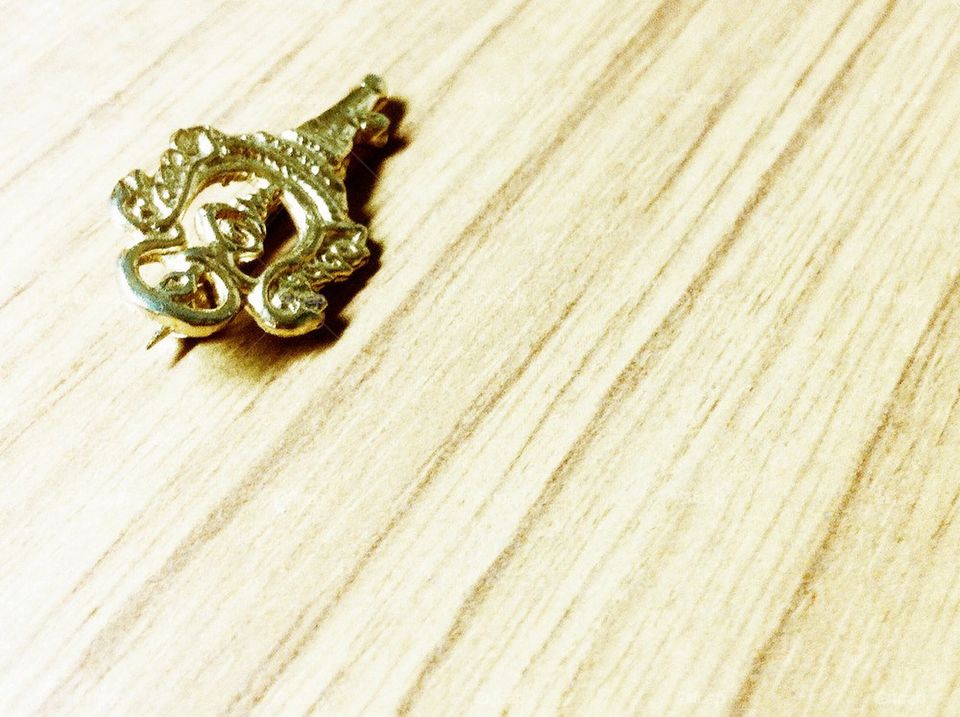 School logo on the table