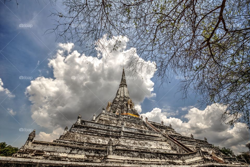 picturesque landscape of ancient Thai Buddhist temple in the old capital of Siam Kingdom Ayuthaya in Thailand