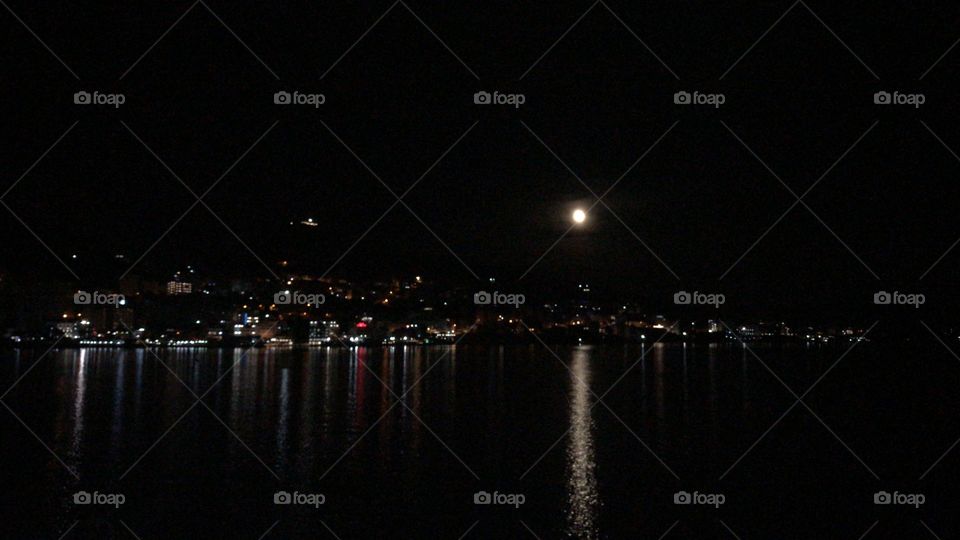 Full Moon...Beautiful Saranda,Albania...Light in the moon night✨