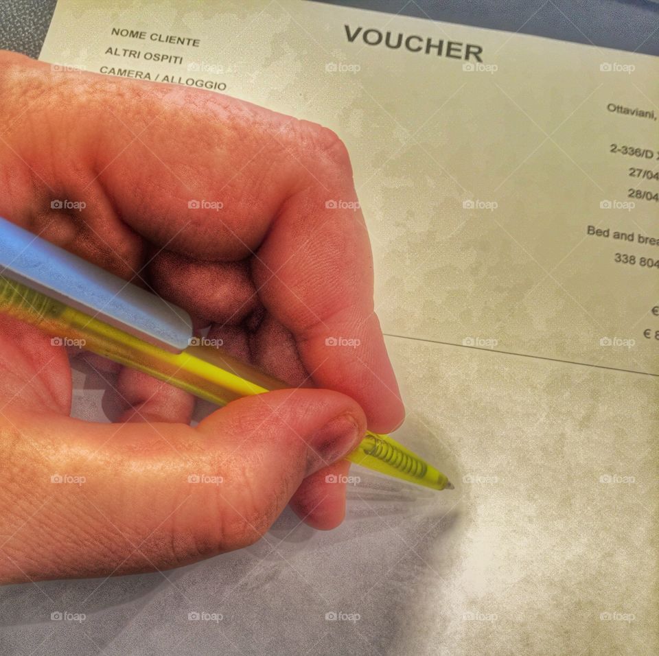 Signing the voucher