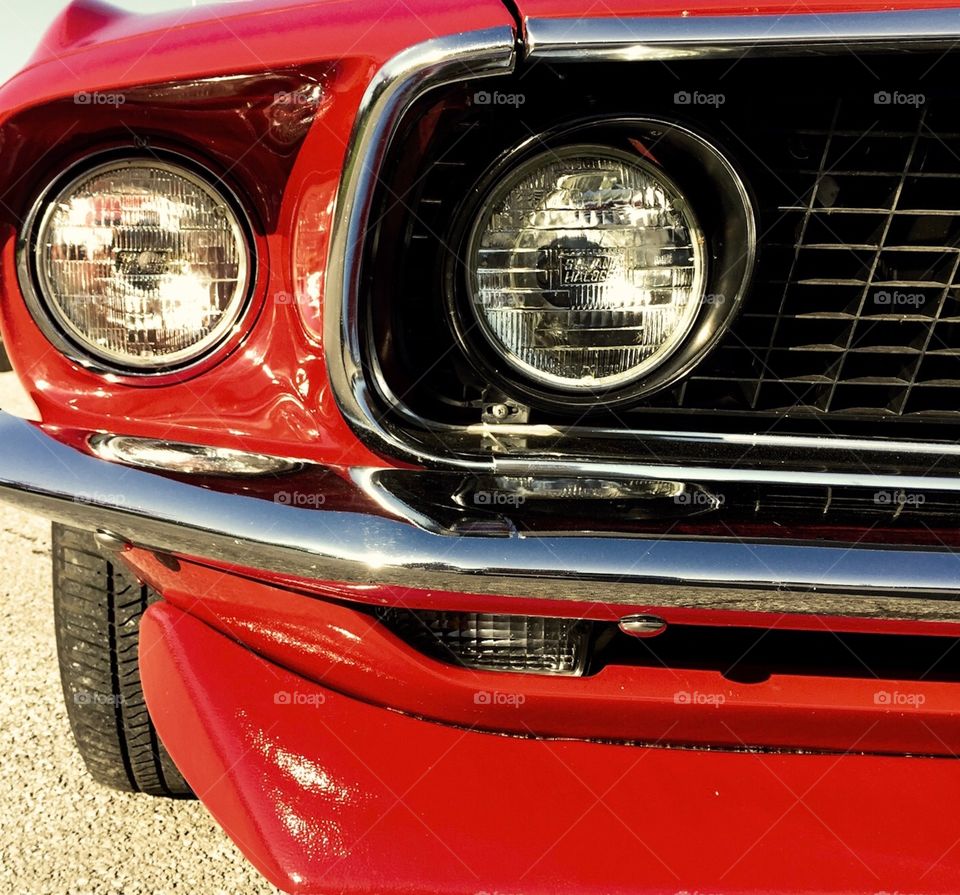 Classic Car Headlights And Grill Cherry Red Paint 