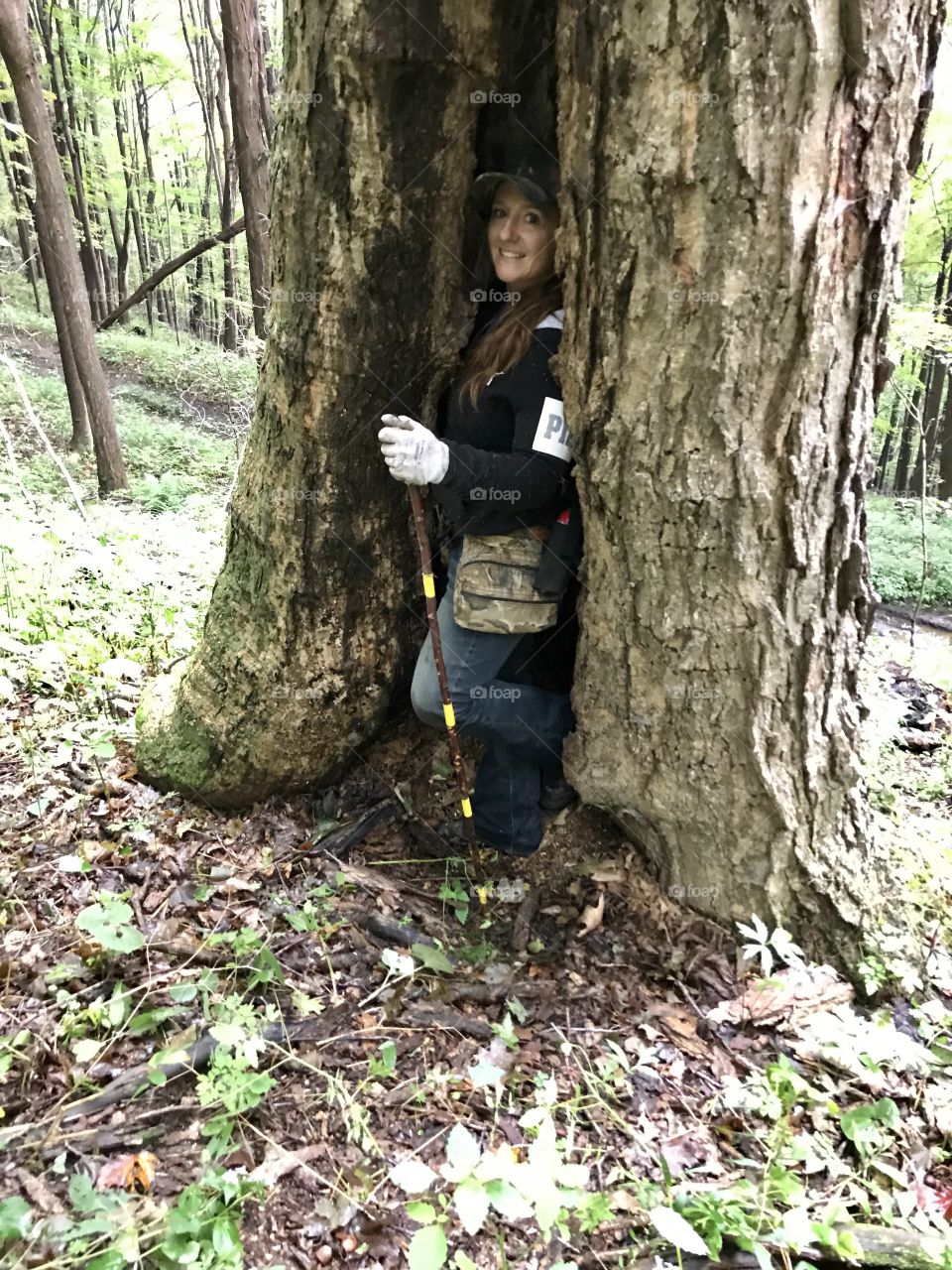Me, standing inside a hollowed out tree. 