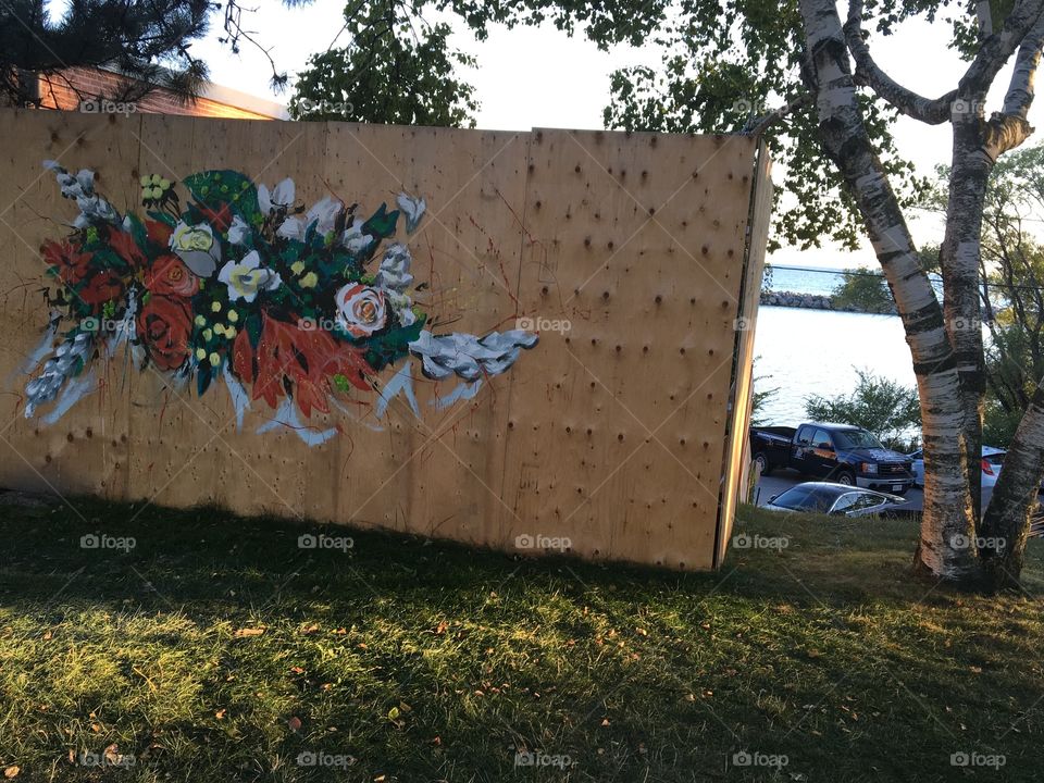 Floral art on plywood 