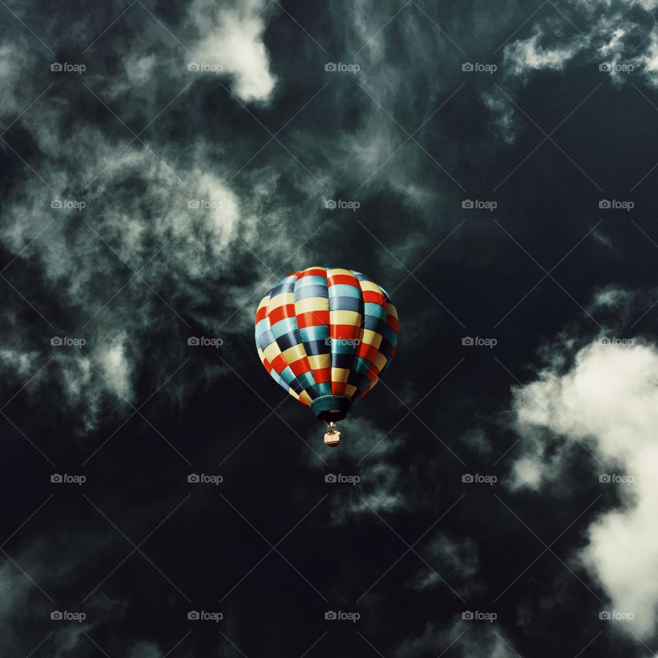 Colorful hot air balloon on sky