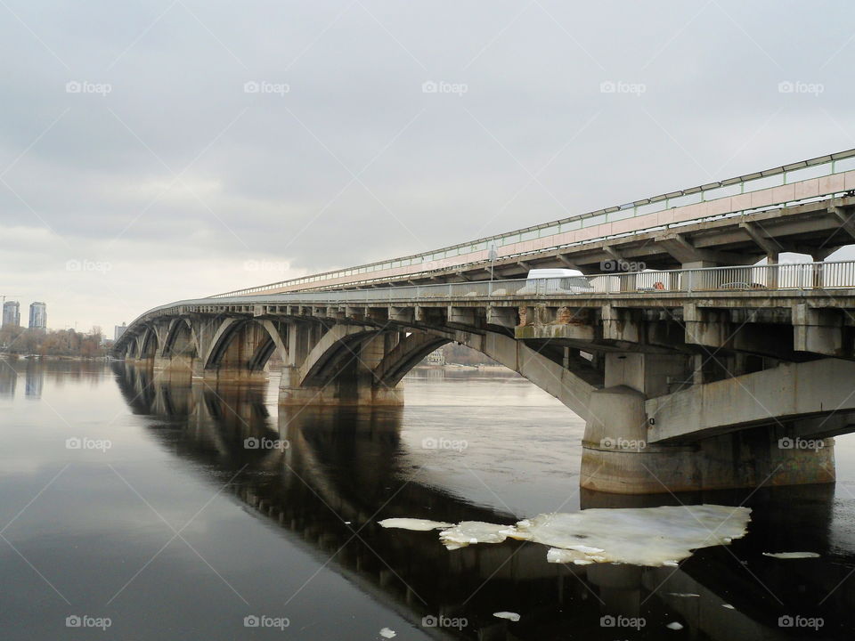 the bridge of the metro across the Dnieper River in the city of Kiev