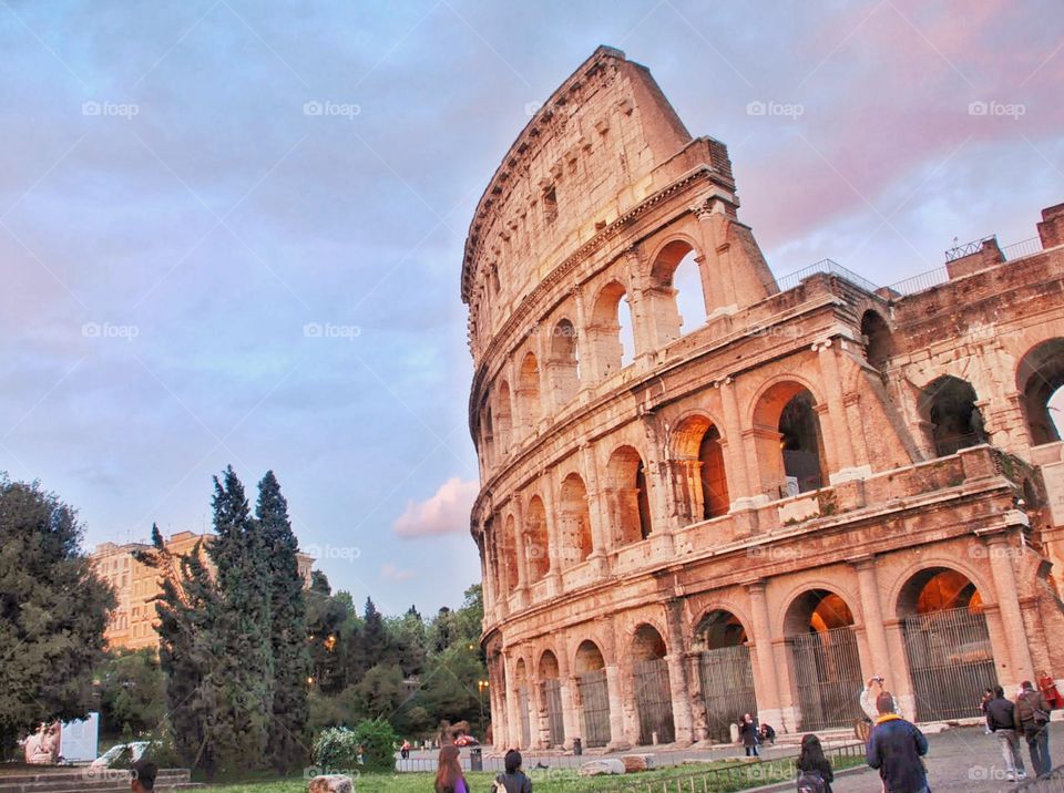 The coliseum sunset