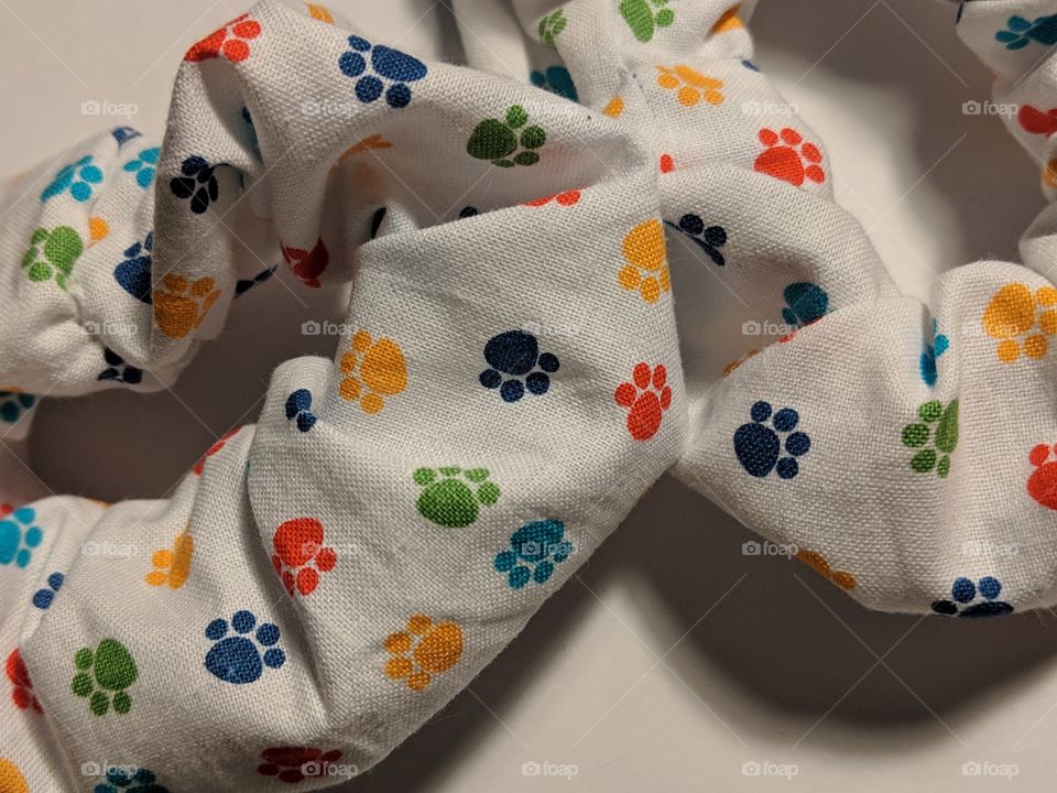 rainbow paw print scruntchies